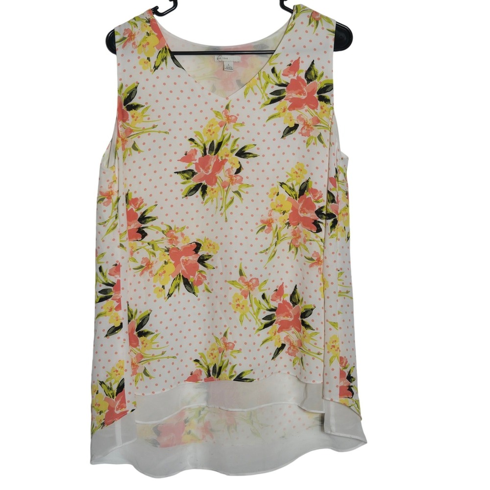 Cato Floral Polka Dot Tank Top Large Cottage Garden Boho Summer Layered Spring